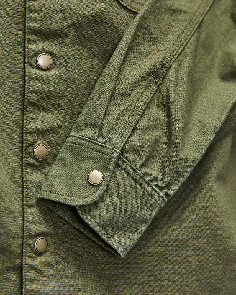 Dyed Canvas Work Shirt in Olive