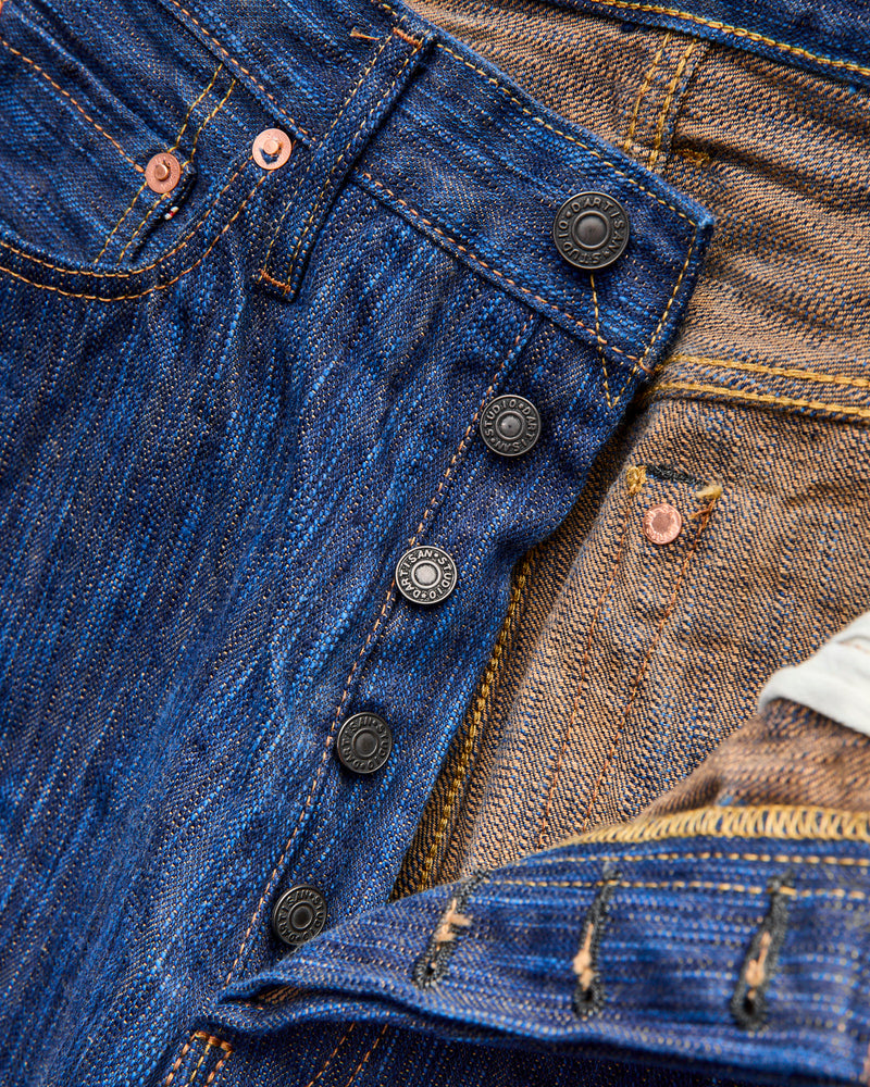 D1905S "Awa Shoai Kakishibu" 15oz Natural Indigo Kakishibu Selvedge Jeans - Regular Straight Fit