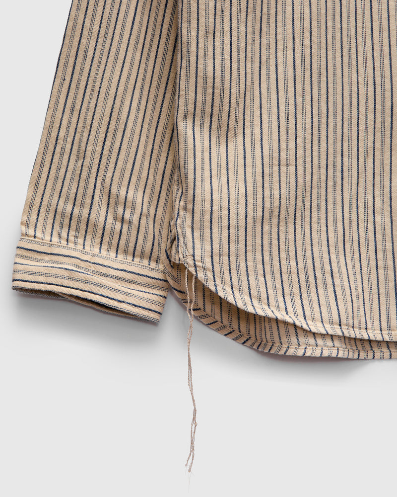 OR-5007E Striped Shawl Collar Shirt in Natural/Indigo Stripe