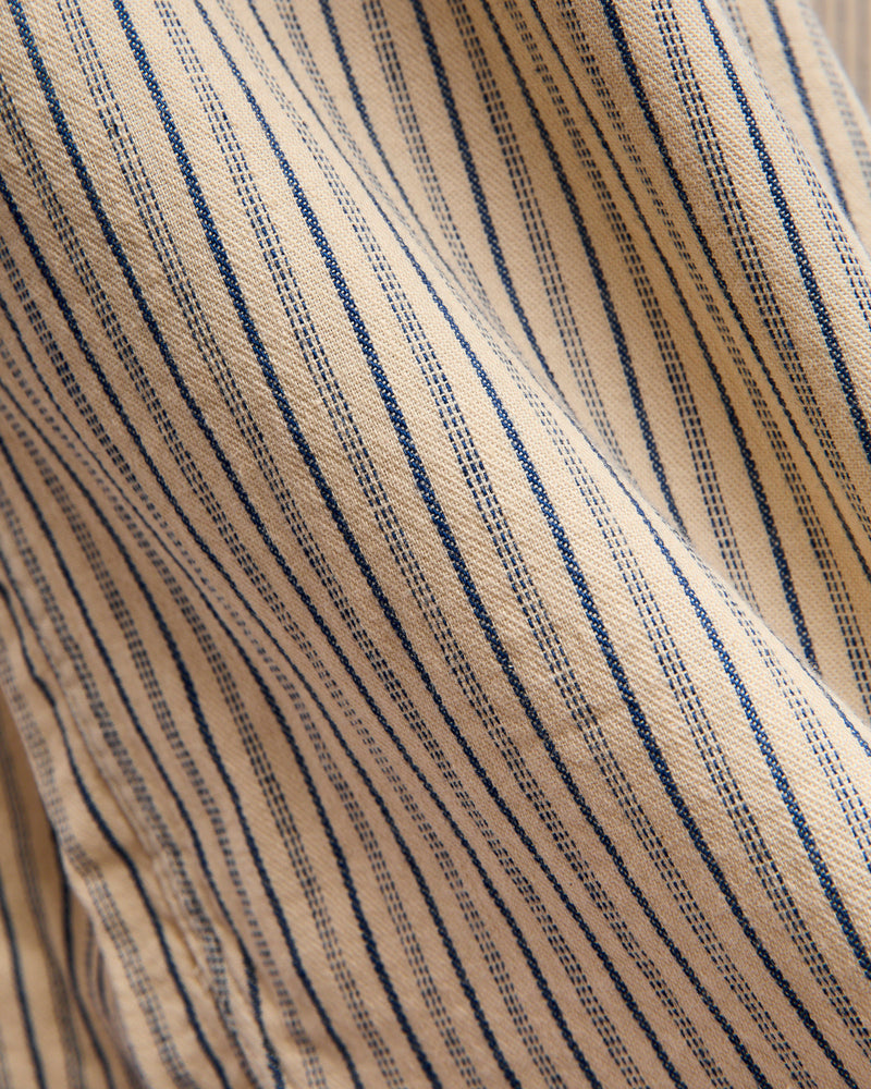 OR-5007E Striped Shawl Collar Shirt in Natural/Indigo Stripe