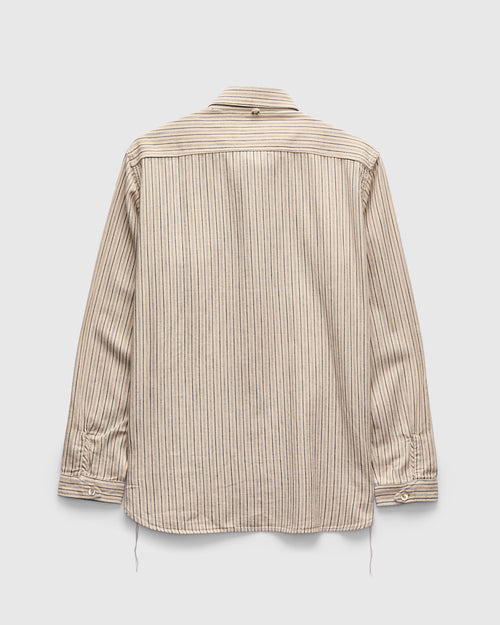 OR-5007E Striped Shawl Collar Shirt in Natural/Indigo Stripe