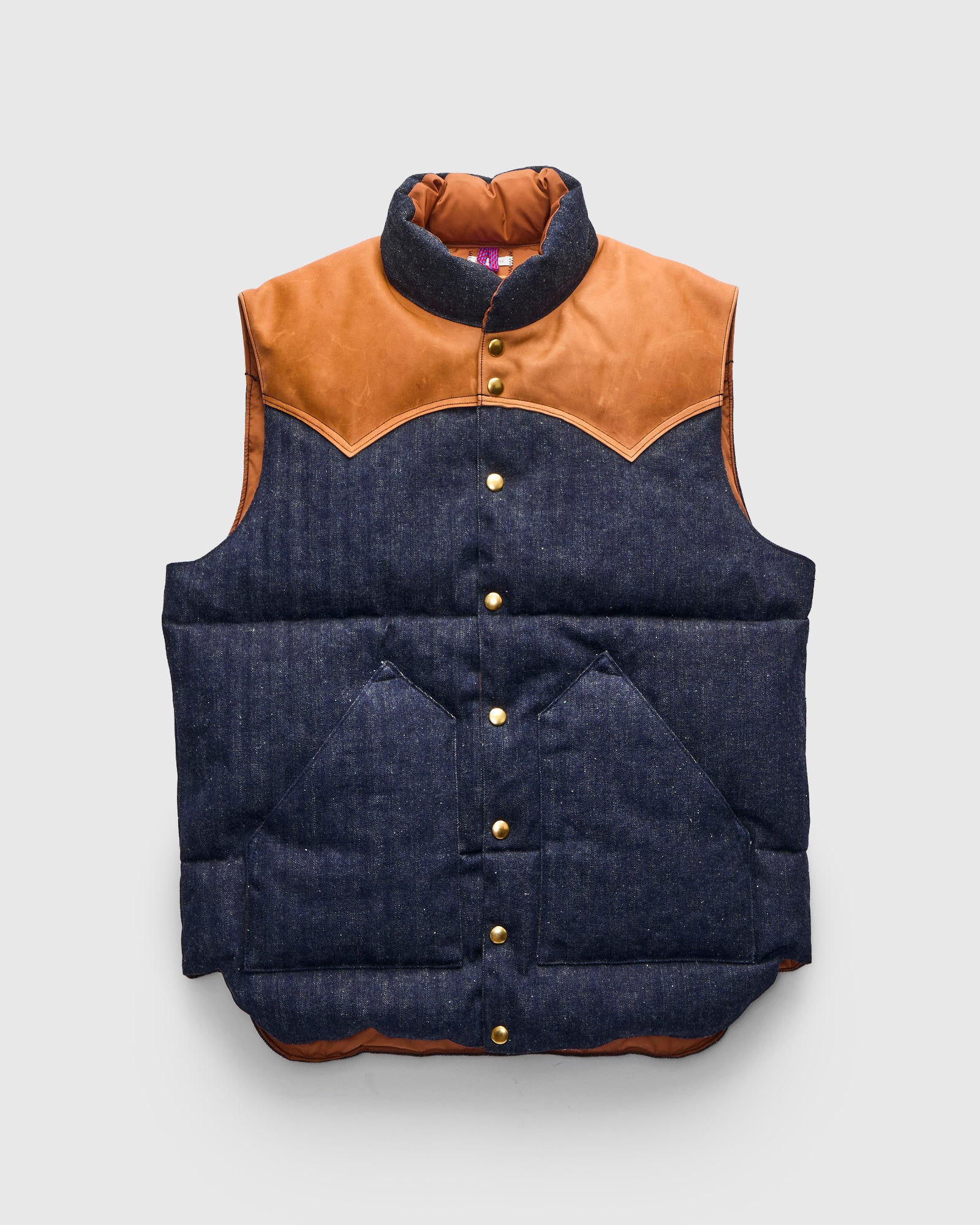 Rocky Mountain Featherbed x Warehouse HBT Down Vest in Indigo