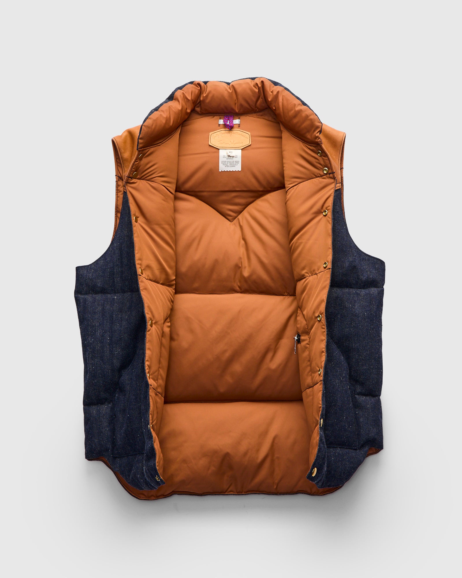 Rocky Mountain Featherbed x Warehouse HBT Down Vest in Indigo