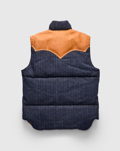 Rocky Mountain Featherbed x Warehouse HBT Down Vest in Indigo