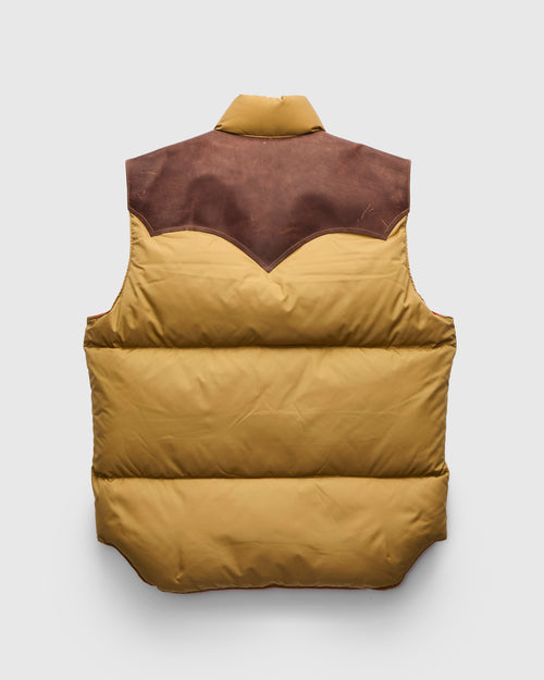 Rocky Mountain Featherbed x Warehouse Nylon Down Vest in Camel