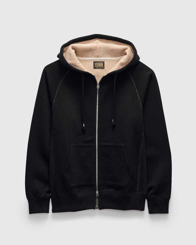 Fleeced FoxFibre® Zip Hoodie in Black Coyote
