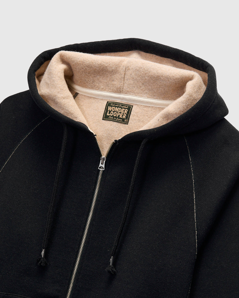 Fleeced FoxFibre® Zip Hoodie in Black Coyote
