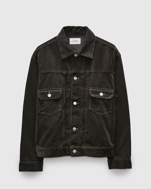 Double Pocket Corduroy Jacket in Charcoal Grey