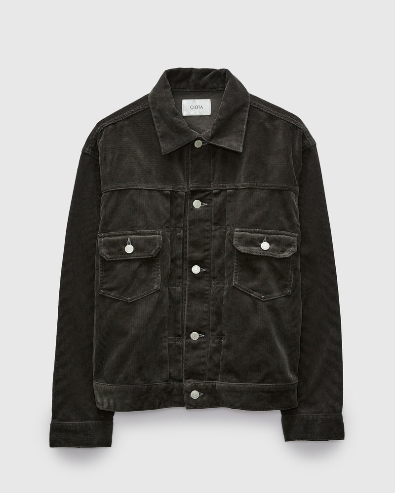 Double Pocket Corduroy Jacket in Charcoal Grey