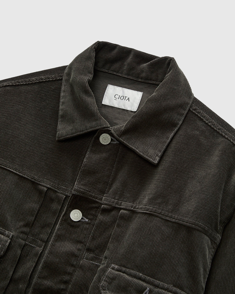 Double Pocket Corduroy Jacket in Charcoal Grey