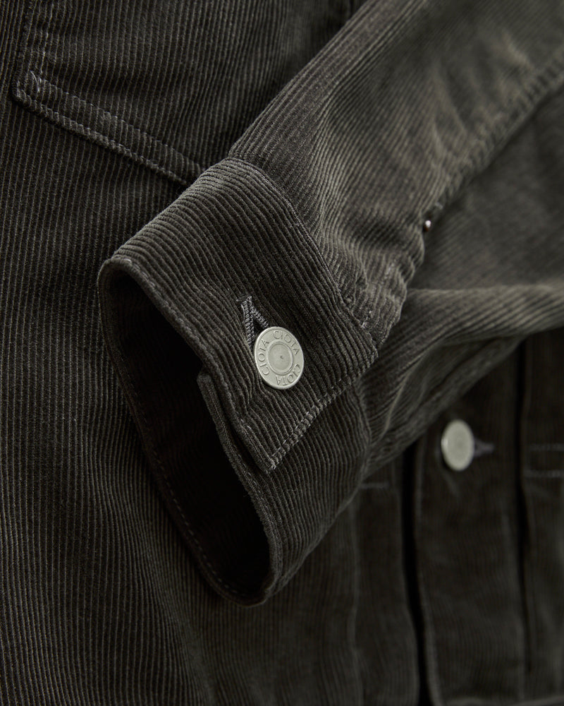 Double Pocket Corduroy Jacket in Charcoal Grey