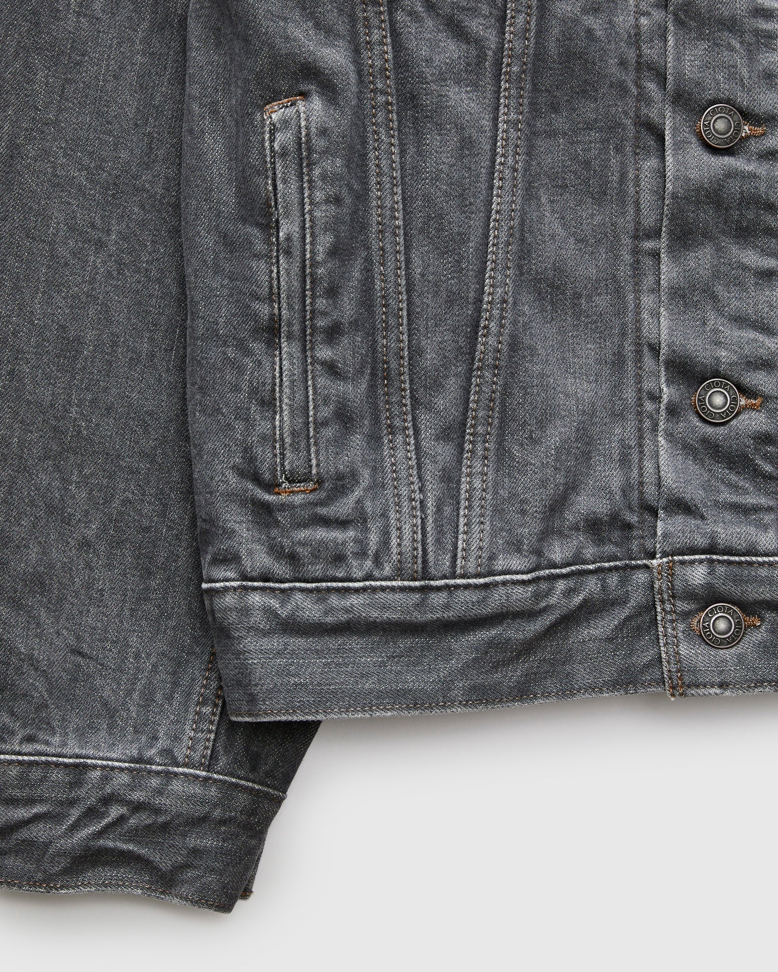 4 Pocket Denim Jacket in Medium Grey – Blue Owl Workshop