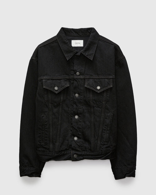 4 Pocket Denim Jacket in Rinse Black