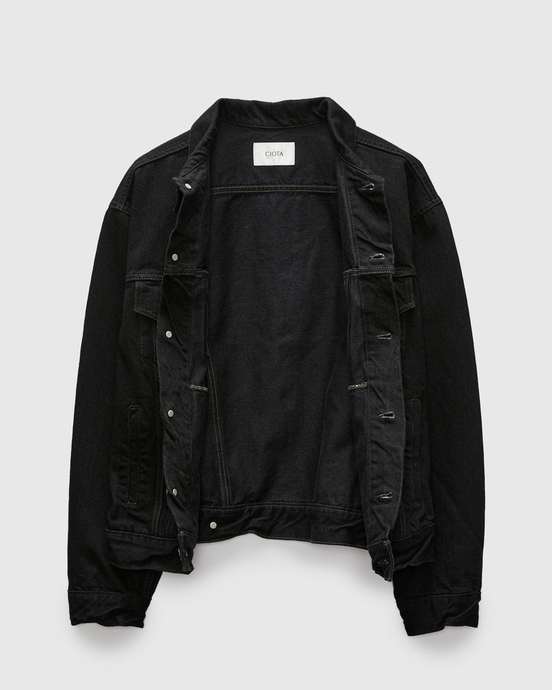 4 Pocket Denim Jacket in Rinse Black