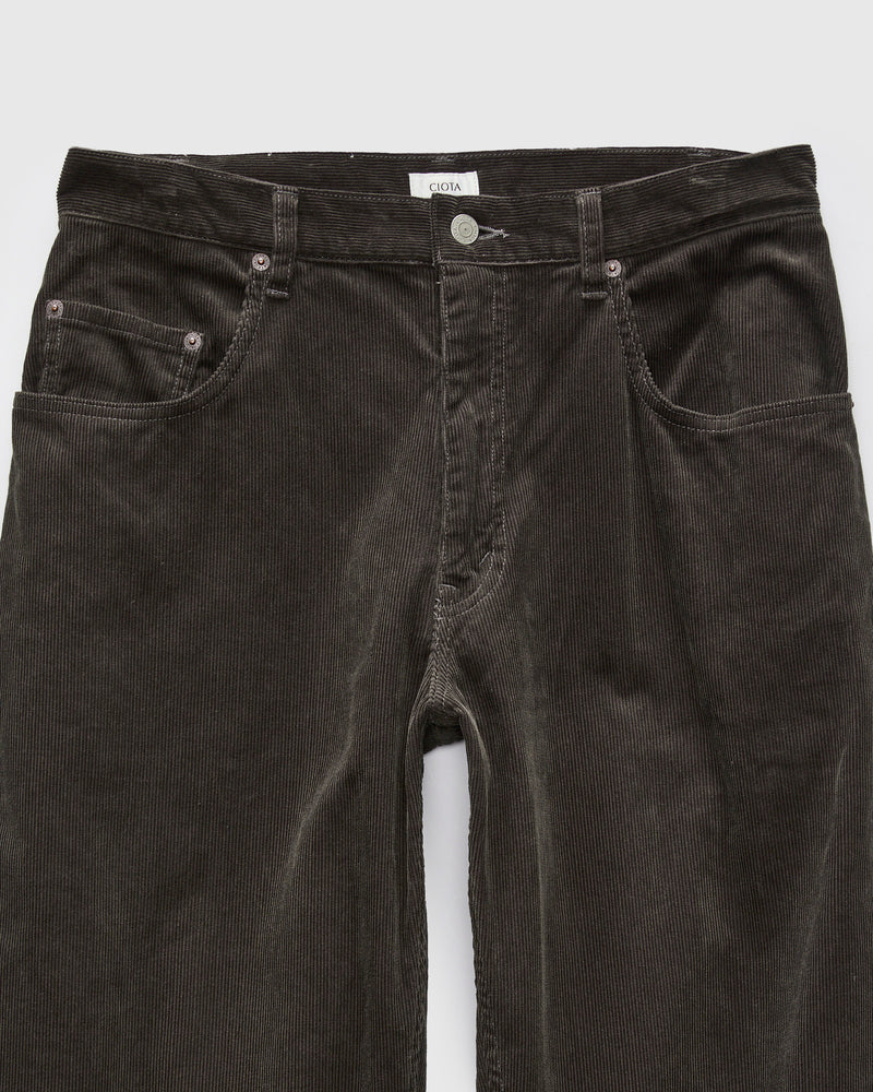 Baggy 5 Pocket Corduroy Pants in Charcoal Grey