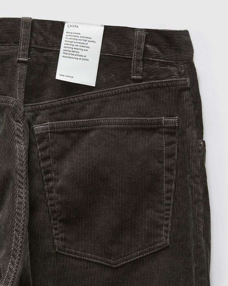 Baggy 5 Pocket Corduroy Pants in Charcoal Grey