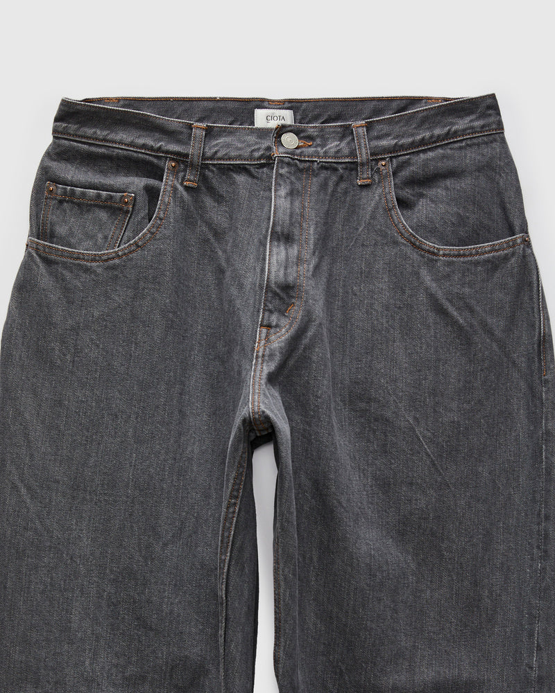 Baggy 5 Pocket Selvedge Denim Pants in Medium Grey