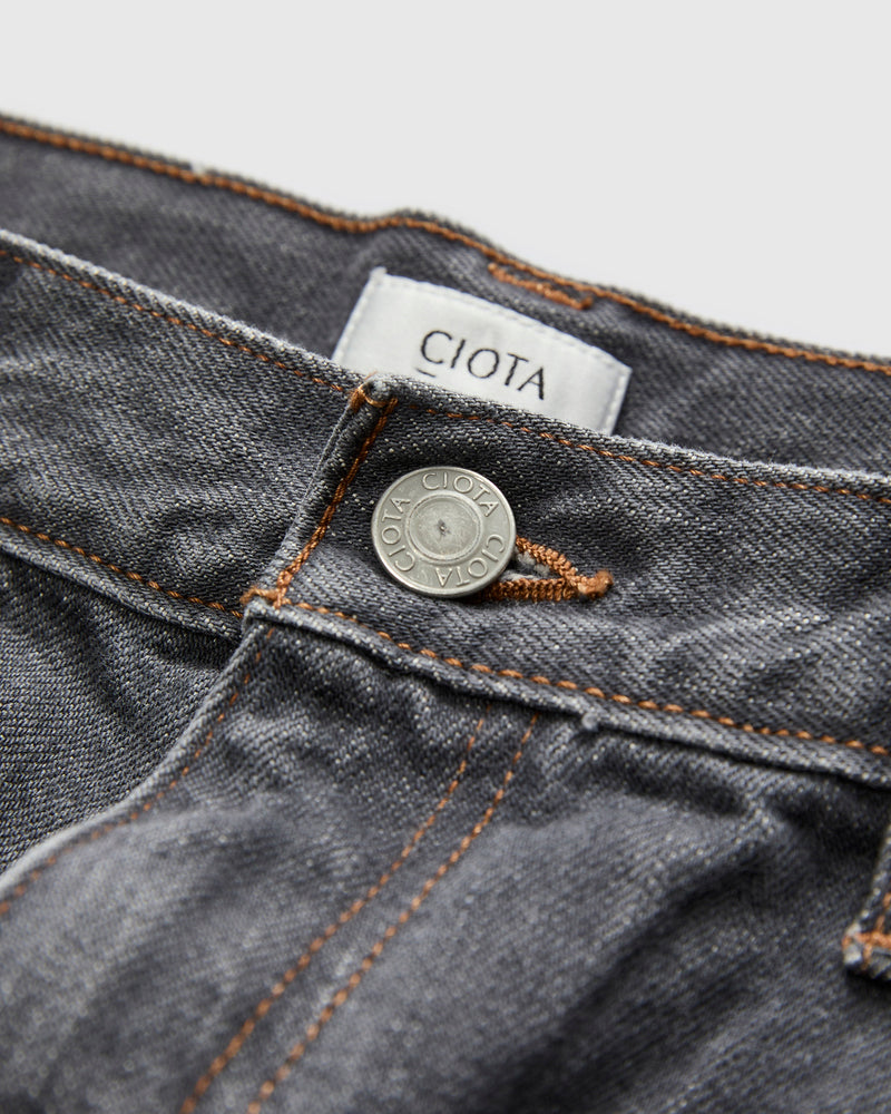 Baggy 5 Pocket Selvedge Denim Pants in Medium Grey