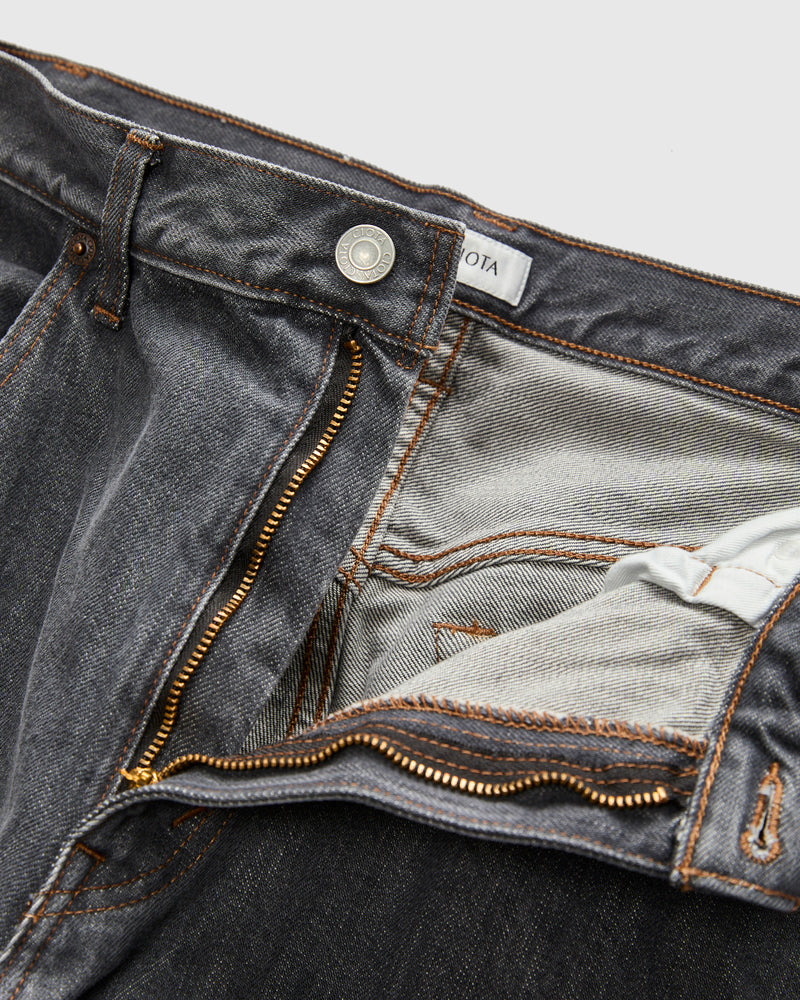 Baggy 5 Pocket Selvedge Denim Pants in Medium Grey