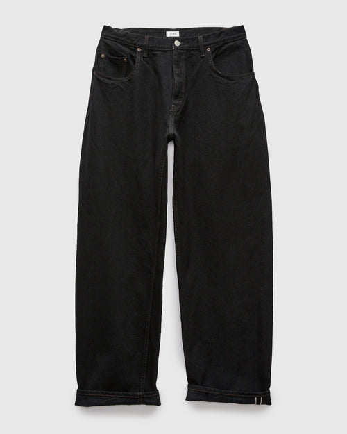 Baggy 5 Pocket Selvedge Denim Pants in Rinse Black