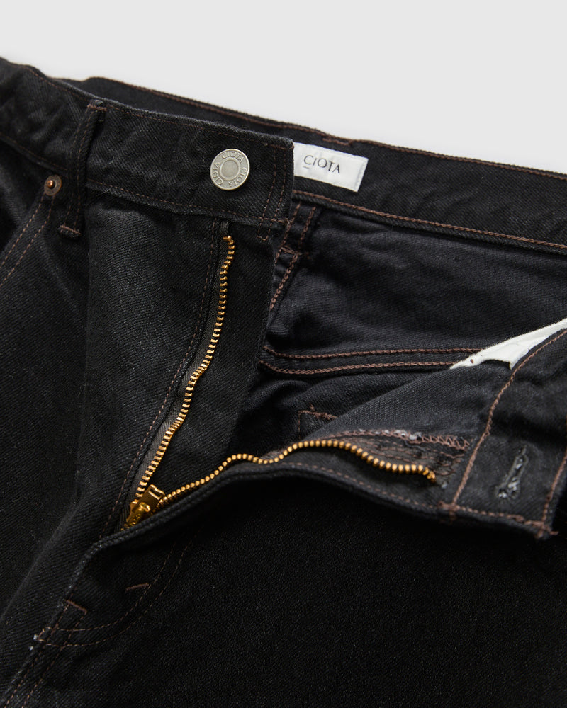 Baggy 5 Pocket Selvedge Denim Pants in Rinse Black