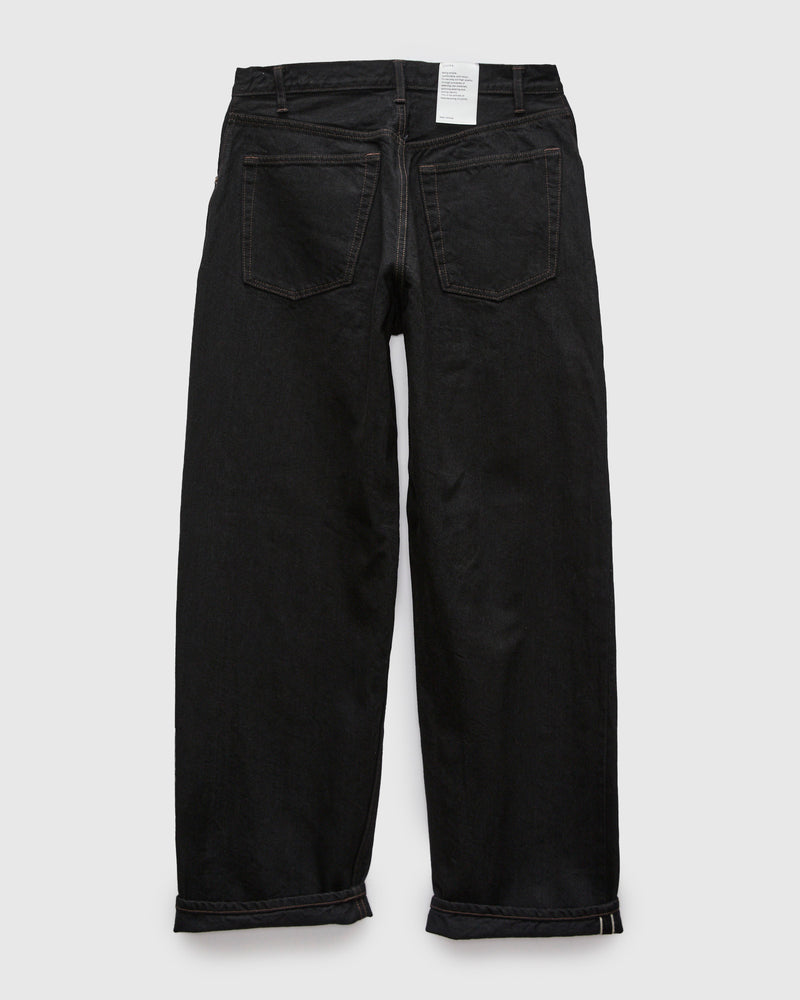 Baggy 5 Pocket Selvedge Denim Pants in Rinse Black