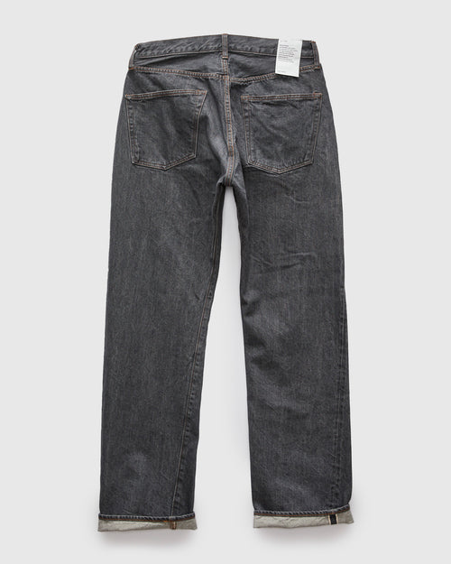 Straight 5 Pocket Selvedge Denim Pants in Medium Grey