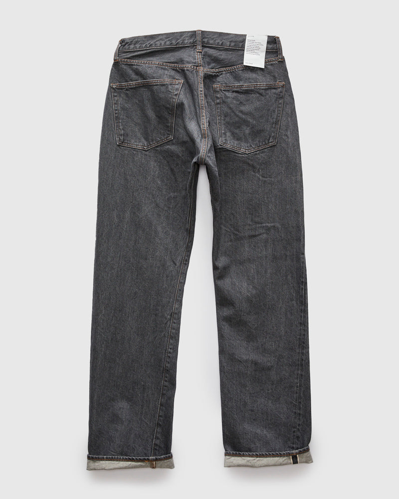 Straight 5 Pocket Selvedge Denim Pants in Medium Grey