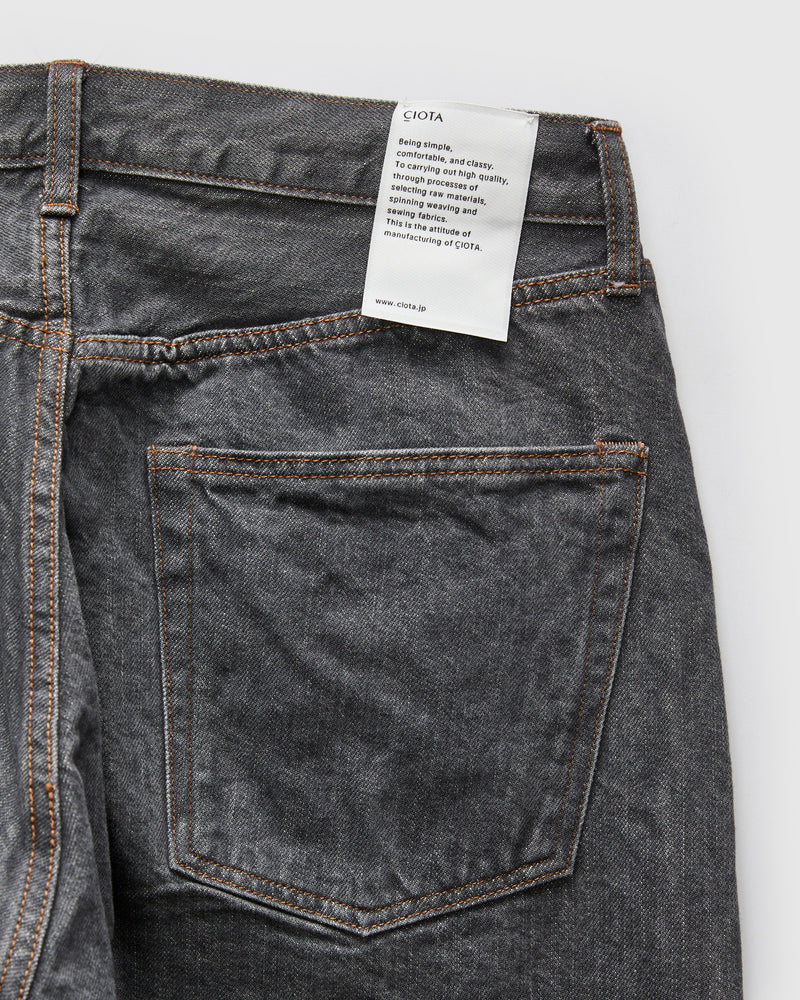 Straight 5 Pocket Selvedge Denim Pants in Medium Grey
