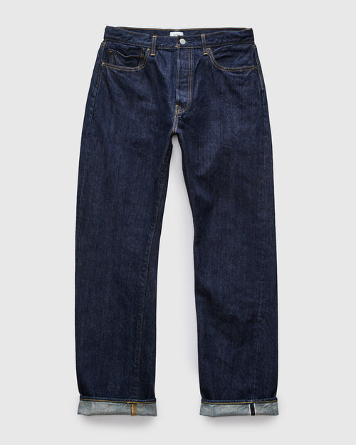 Straight 5 Pocket Selvedge Denim Pants in Navy Indigo