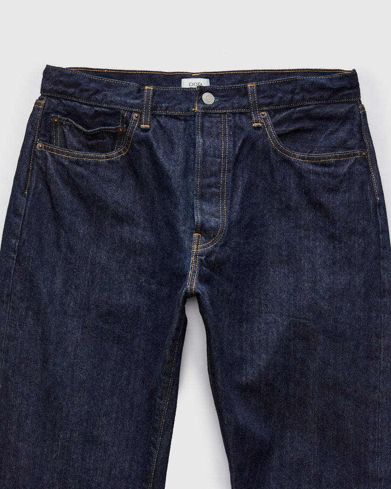 Straight 5 Pocket Selvedge Denim Pants in Navy Indigo