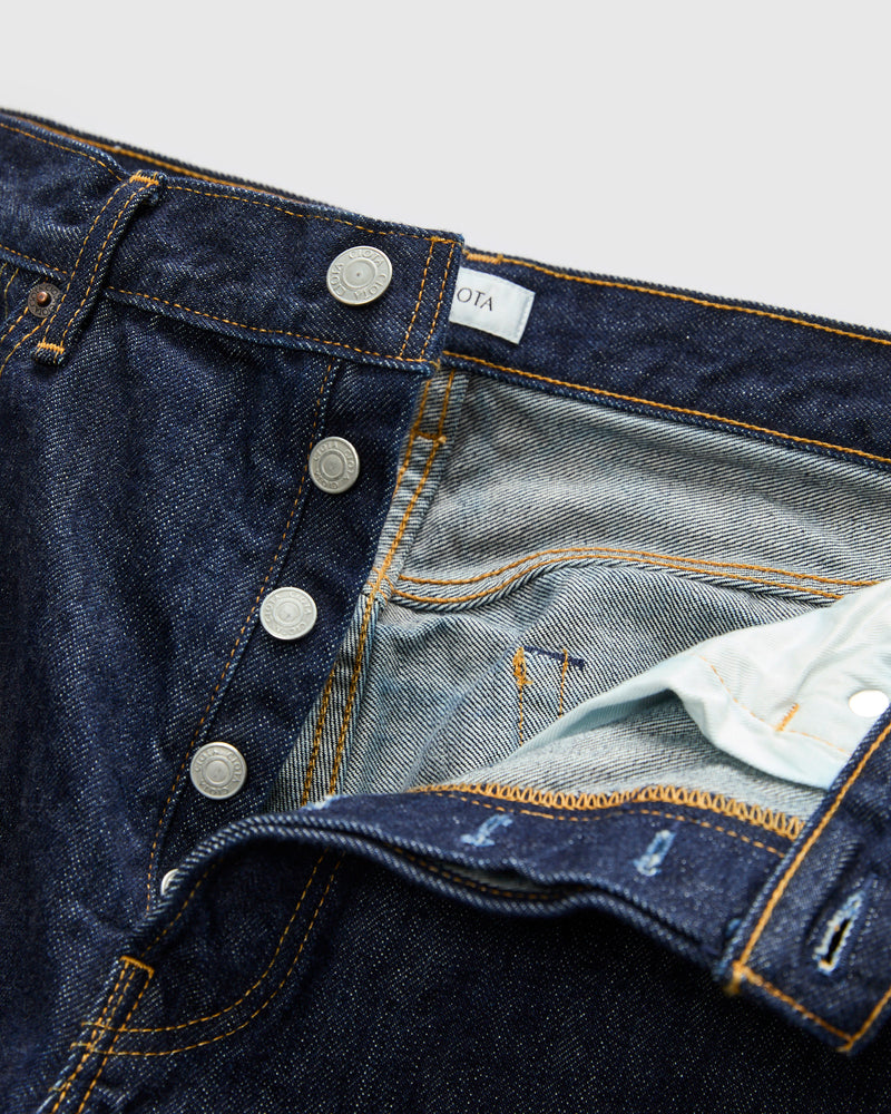 Straight 5 Pocket Selvedge Denim Pants in Navy Indigo