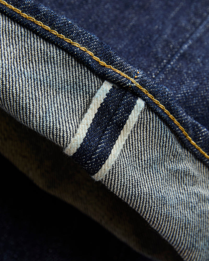 Straight 5 Pocket Selvedge Denim Pants in Navy Indigo