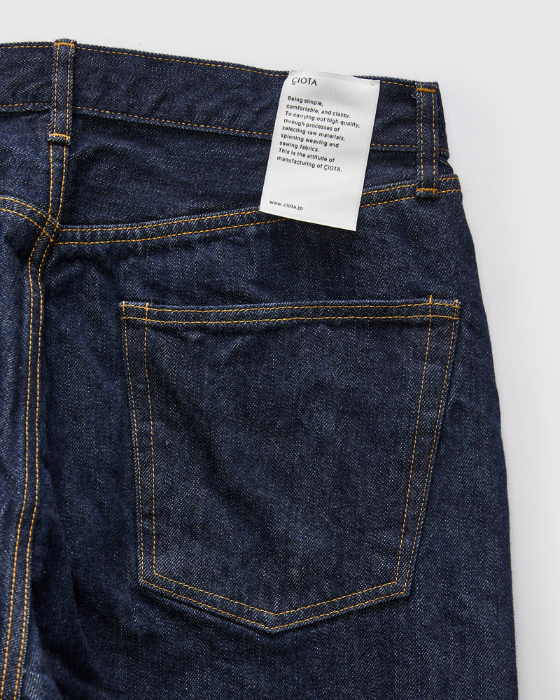 Straight 5 Pocket Selvedge Denim Pants in Navy Indigo