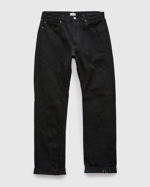 Straight 5 Pocket Selvedge Denim Pants in Rinse Black