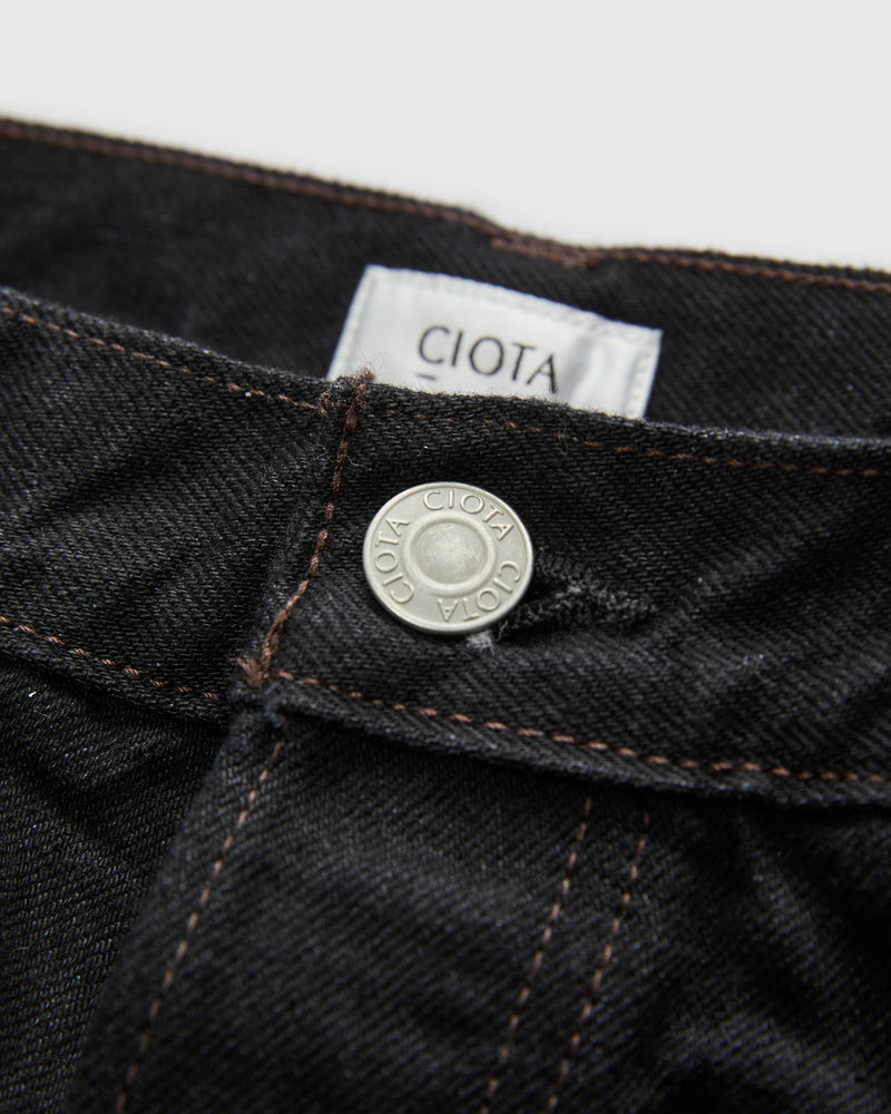 Straight 5 Pocket Selvedge Denim Pants in Rinse Black