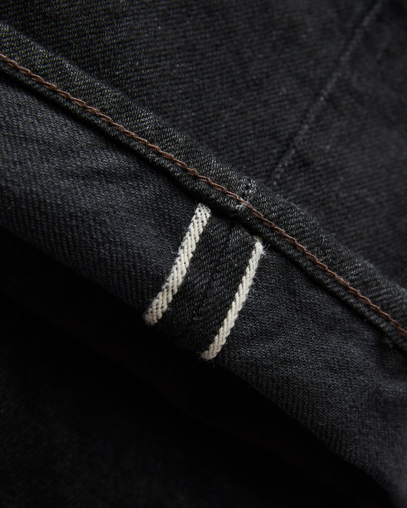 Straight 5 Pocket Selvedge Denim Pants in Rinse Black