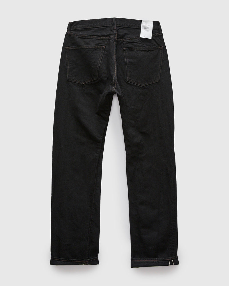 Straight 5 Pocket Selvedge Denim Pants in Rinse Black
