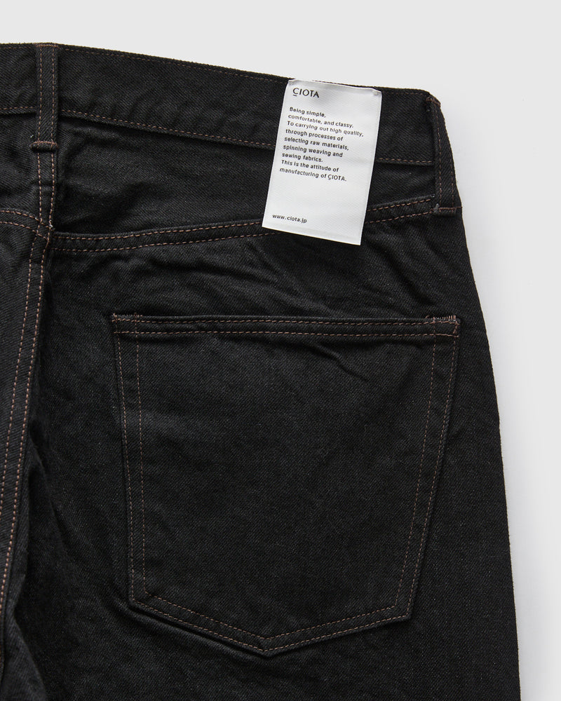 Straight 5 Pocket Selvedge Denim Pants in Rinse Black