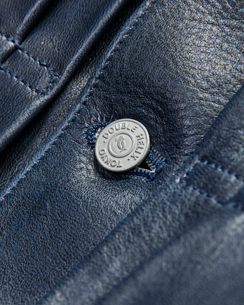 "Gold Digger" Horsehide Leather Jacket in Indigo