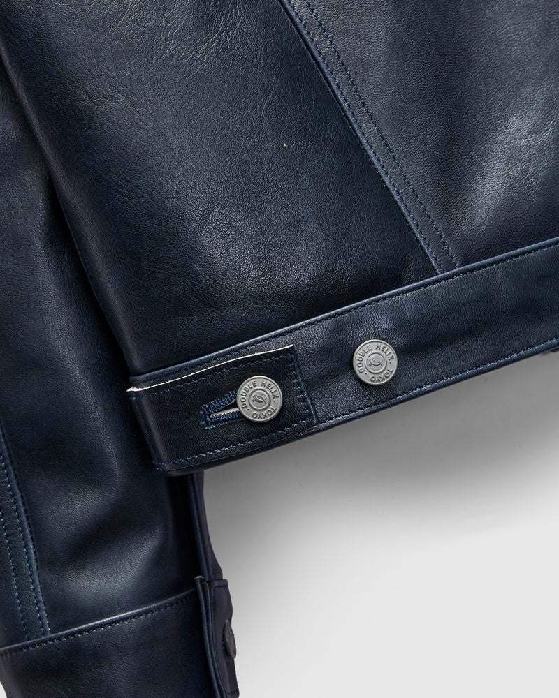 "Gold Digger" Horsehide Leather Jacket in Indigo