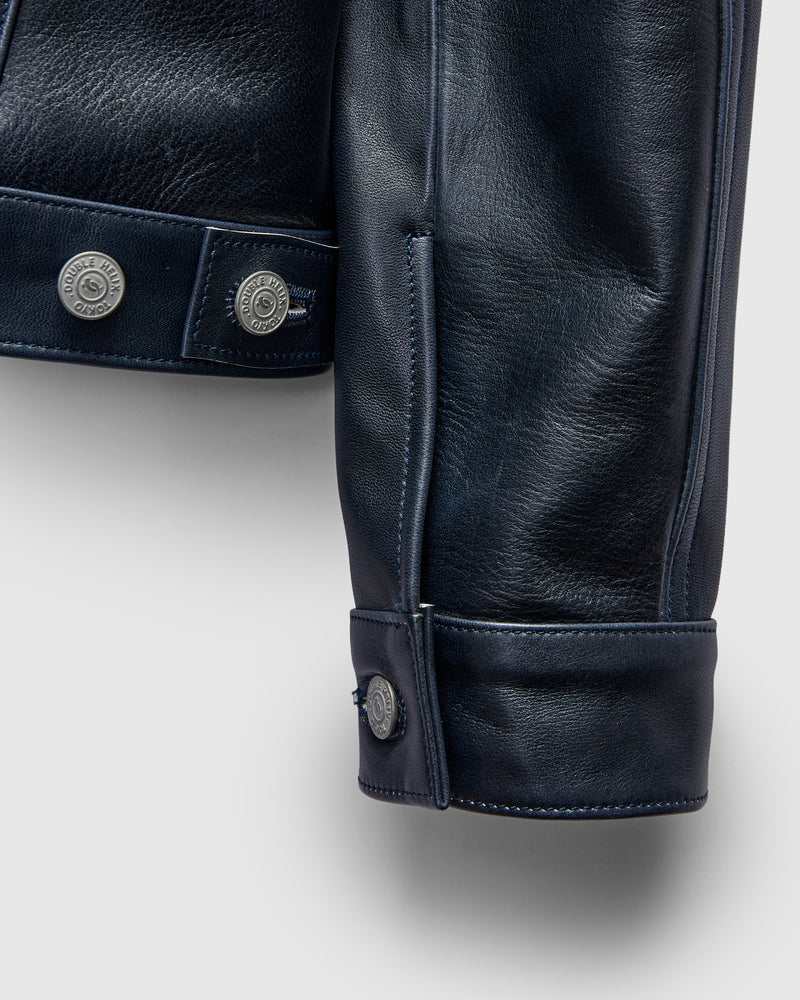 "Gold Digger" Horsehide Leather Jacket in Indigo