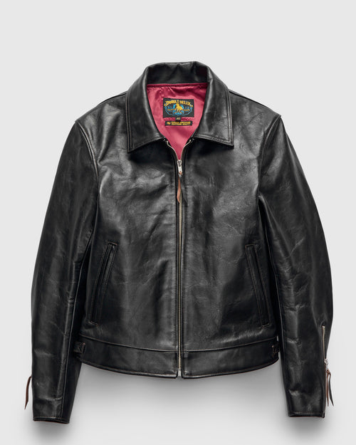 "Dodecagon" Horsehide Leather Jacket in Teacore Black
