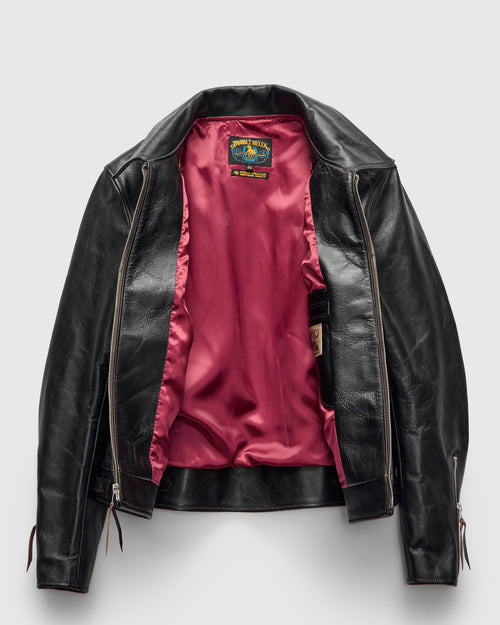 "Dodecagon" Horsehide Leather Jacket in Teacore Black