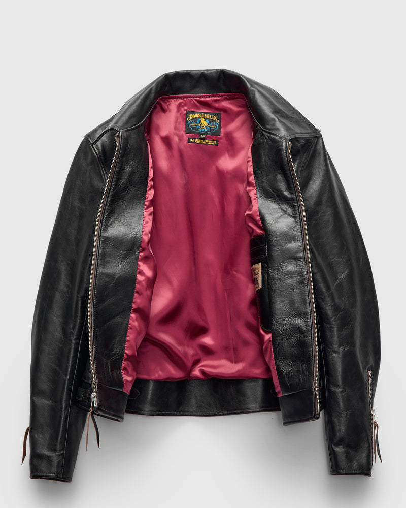 "Dodecagon" Horsehide Leather Jacket in Teacore Black