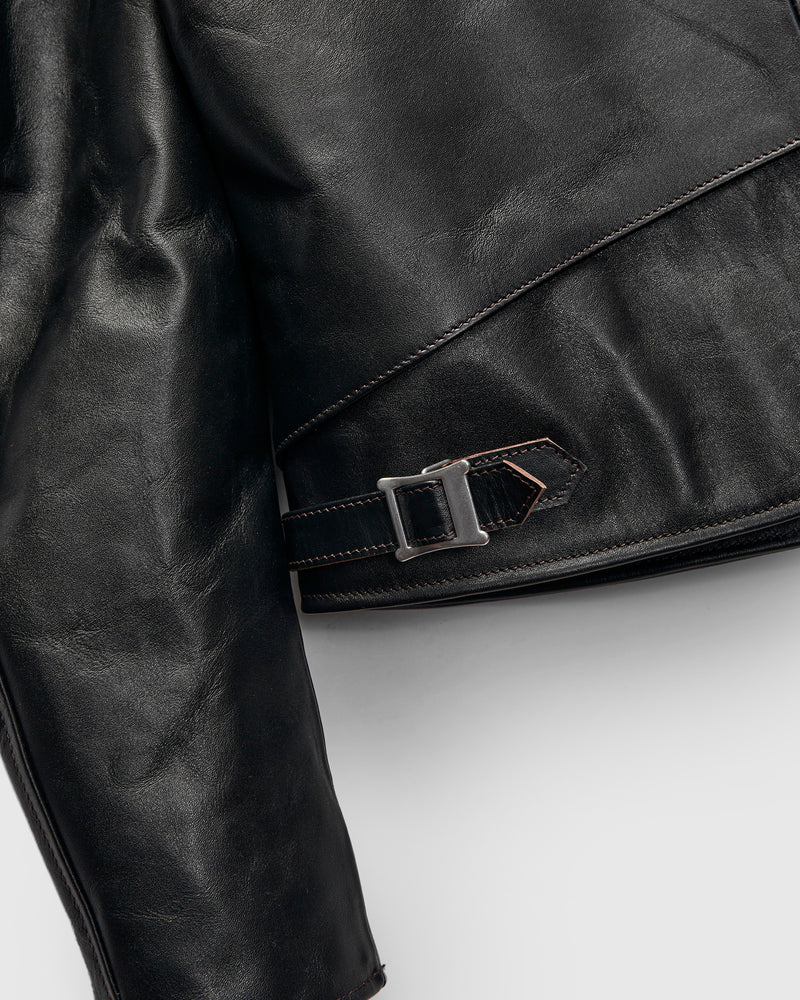 "Dodecagon" Horsehide Leather Jacket in Teacore Black