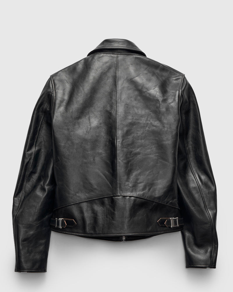 "Dodecagon" Horsehide Leather Jacket in Teacore Black