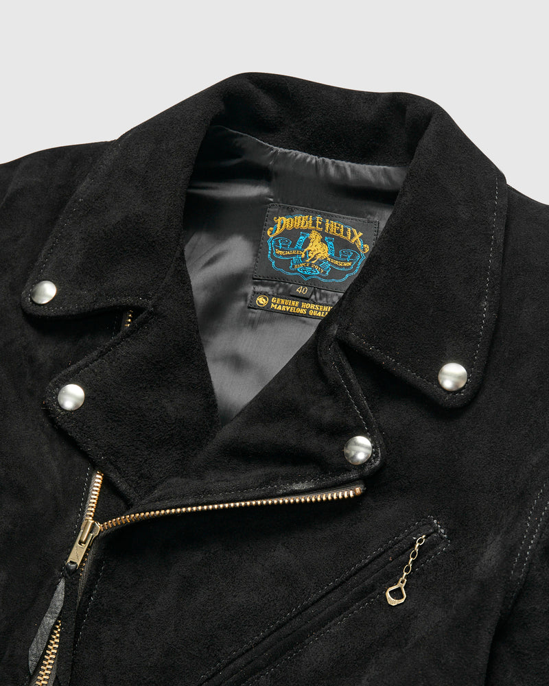 "Deviant" Horsehide Suede Jacket in Black