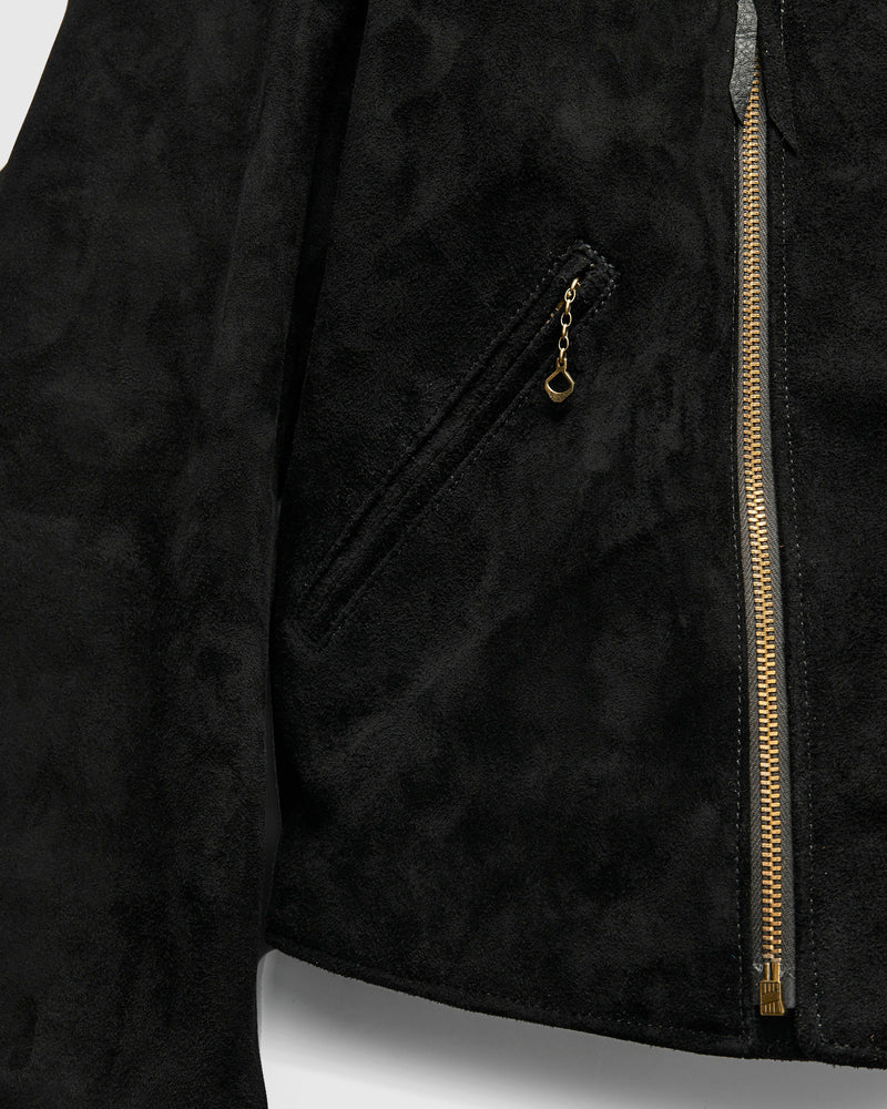 "Deviant" Horsehide Suede Jacket in Black