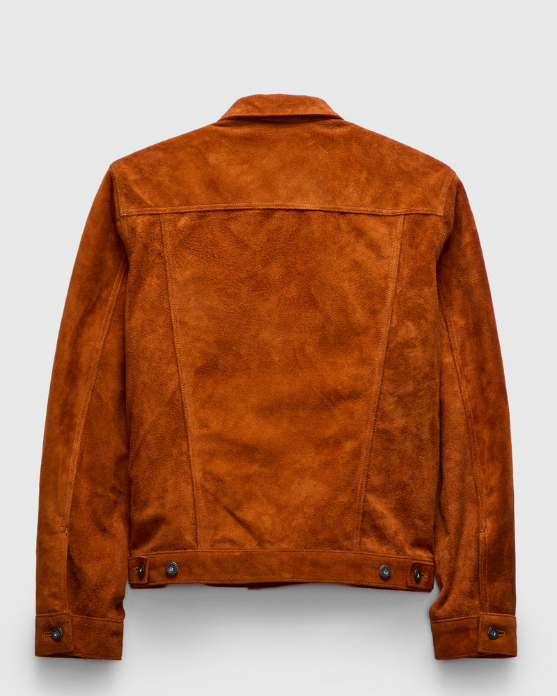 "Western Pioneer" Horsehide Suede Jacket in Caramel Brown